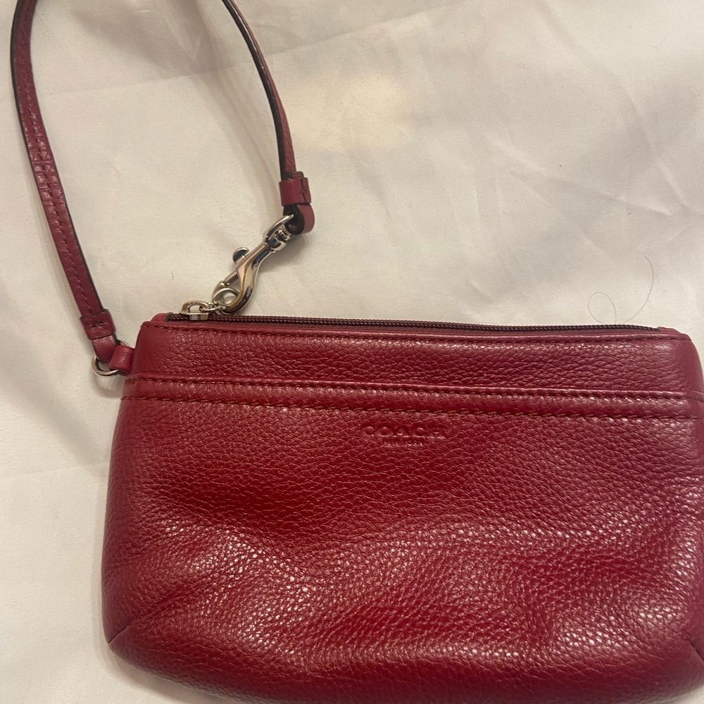 Coach Burgundy Leather Wristlet